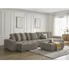 Image de Canapé panoramique convertible coffre ANAKIN tissu bouclette avec pouf taupe BOBOCHIC 7 places