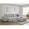 Image de Canapé panoramique convertible coffre ANAKIN tissu bouclette avec pouf gris clair BOBOCHIC 7 places