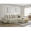 Image de Canapé panoramique convertible coffre ANAKIN tissu bouclette avec pouf beige BOBOCHIC 7 places