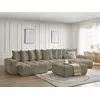 Image de Canapé panoramique fixe ANAKIN tissu texturé avec pouf taupe BOBOCHIC 6 places
