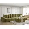 Image de Canapé panoramique fixe ANAKIN tissu texturé avec pouf vert BOBOCHIC 6 places