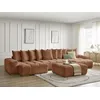 Image de Canapé panoramique fixe ANAKIN tissu texturé avec pouf orange BOBOCHIC 6 places