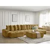 Image de Canapé panoramique fixe ANAKIN tissu texturé avec pouf jaune BOBOCHIC 6 places