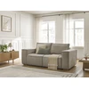 Image de Canapé droit convertible CHELSEA ouverture express tissu texturé taupe 160x200 BOBOCHIC 3 places