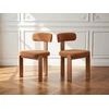 Image de Lot de 2 chaises TANYA chêne massif et tissu texturé orange BOBOCHIC