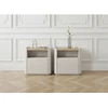 Image de Lot de 2 chevets 1 tiroir ANYRA beige BOBOCHIC