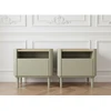 Image de Lot de 2 chevets 1 tiroir ANYRA pieds en bois massif vert BOBOCHIC