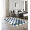 Image de Tapis poils ras GAELLE motif damier bleu 120x170 BOBOCHIC