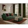 Image de Canapé droit fixe 3 places LUIGI tissu lisse avec pouf vert BOBOCHIC