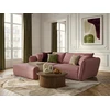 Image de Canapé d'angle fixe LUIGI tissu lisse rose angle gauche BOBOCHIC 3 places