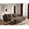 Image de Canapé d'angle fixe LUIGI tissu lisse avec pouf taupe angle droit BOBOCHIC 3 places