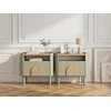 Image de Lot de 2 tables de chevet 1 tiroir ENYRA pieds bois massif vert BOBOCHIC