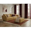 Image de Canapé droit fixe 3 places LUIGI tissu lisse avec pouf jaune BOBOCHIC