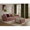 Image de Canapé droit fixe 3 places LUIGI tissu lisse avec pouf rose BOBOCHIC