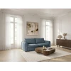 Image de Canapé droit convertible ouverture express 3 places ARCHI tissu velours côtelé gaufré bleu 140x190 BOBOCHIC 3 places