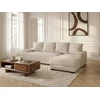Image de Canapé d'angle convertible coffre CAMPI tissu velours côtelé beige angle droit BOBOCHIC 3 places