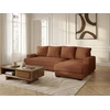 Image de Canapé d'angle convertible coffre CAMPI tissu velours côtelé orange angle droit BOBOCHIC 3 places