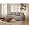 Image de Canapé d'angle convertible coffre CAMPI tissu velours côtelé taupe angle droit BOBOCHIC 3 places