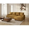 Image de Canapé d'angle convertible coffre CAMPI tissu velours côtelé jaune angle droit BOBOCHIC 3 places