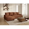 Image de Canapé d'angle convertible coffre CAMPI tissu velours côtelé orange angle gauche BOBOCHIC 3 places