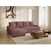 Image de Canapé d'angle convertible coffre CAMPI tissu velours côtelé rose angle gauche BOBOCHIC 3 places