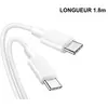 Image de DLH Cable USB-C vers USB-C 1.8m 3.25A 65W max blanc, 1,8 m, USB C, USB C, USB 2.0, Blanc DY-TU3925W