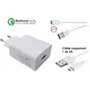 Image de DLH Chargeur secteur USB-A Quick Charge 3.0 avec cable USB-C et cable micro USB, Intérieure, Secteur, 1 m, Blanc DY-AU2860W
