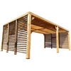 Image de Pergola Thermauvent - Bois thermochauffé - Ventelles mobiles sur le toit et 2 parois - 3,41 x 6,14 m