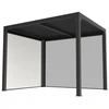 Image de Pergola bioclimatique aluminium - coloris gris anthracite - ventelles latérales mobiles imitation bois pour côté 3 m - surface 7