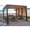 Image de Pergola Veneto - 3,40 x 3,12 m - Sapin du Nord Contrecollé - Ventelles Mobiles sur le Toit et 1 Paroi