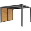 Image de Pergola Bioclimatique Aluminium Gris Anthracite avec Ventelles Latérales Imitation Bois - 10,80 m² - Lames Orientables Manuelles