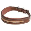 Image de Collier pour chien en cuir Antarès Marron L AD_COLLAR_MALT_SILVER_ORANGE
