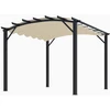Image de Pergola arche structure mixte aluminium/acier - coloris gris anthracite - toile couleur écru - 140 gr/m²