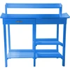 Image de Table de Rempotage en Bois Lasuré Bleu - Avec Étagères, Bac et Tiroir