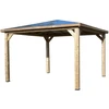 Image de Pool House Blueterm en bois thermochauffé avec toit en panneaux ACP - 3,49 x 3,53 m