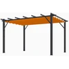 Image de Pergola aluminium gris anthracite - 12 m² - Poteaux 10x10 cm - Toile polyester rouille 140 gr/m²