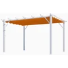 Image de Pergola aluminium blanc perle - 12 m² - Poteaux 10x10 cm - Toile polyester rouille 140 gr/m²