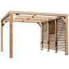 Image de Pergola Thermauvent - Bois thermochauffé - Ventelles mobiles sur 1 paroi - 3,41 x 3,13 m