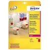 Image de Étiquettes d'identification enlevables Avery couleur L6005 - 210 x 297 mm - 20 feuilles - 1 étiquette A4 par feuilles - rouge fluorescent - paquet 20 feuilles