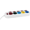 Image de Multiprise 5P 2P+T 16A avec repères couleurs, 6 interrupteurs