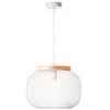 Image de Suspension Giada, E27, diam. 39 cm, metal blanc et bois, Brilliant