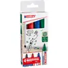 Image de edding 660 Marqueur effaçable tableau blanc pointe ogive 1,5 - 3 mm - Pochette 4 couleurs (noir, bleu, rouge, vert)