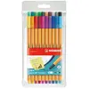 Image de Stylo-feutre Stabilo Point 88 - pointe fine - corps orange - couleurs d'encre assorties - paquet 20 unités