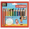 Image de Crayon de couleur Stabilo woody 3in1 - Etui carton de 10 crayons + taille-crayon - Coloris assortis