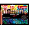 Image de Stabilo Crayon de couleur effaçable PEFC multi-talents Woody 3 en 1 - Etui de 10 coloris assortis + 1 taille-crayon