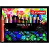 Image de Crayon de couleur effaçable multi-talents Stabilo Woody 3 en 1 - Etui de 10 coloris assortis + 1 taille-crayon