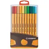 Image de Stylo-feutre Stabilo Point 88 ColorParade - étui de 20 feutres pointes fines - 0,4 mm - couleurs d'encre assorties - boîte 20 unités