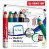 Image de Stabilo MarkDry Crayon marqueur effaçable à sec PEFC - Etui de 4 coloris assortis
