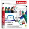 Image de Crayon marqueur Stabilo MarkDry - effaçable à sec - PEFC - Etui de 4 coloris assortis