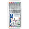 Image de Feutres pigment Staedtler liner 308 - pointe calibrée baguée métal 0,5 mm - coloris assortis - étui de 6